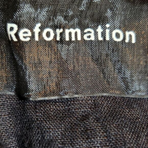 Reformation Lace Pleated Linen Top Black Womens Size XL - Picture 4 of 7